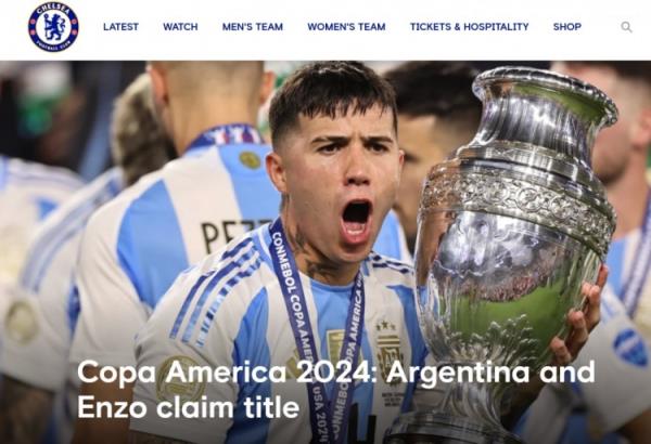 切尔西祝贺恩佐:在卡塔尔赢得世界杯后,又拿到了美洲杯冠军